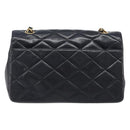 CHANEL Matelasse Chain Shoulder Bag Lamb Skin Black Gold Tone CC Auth BA15584-2
