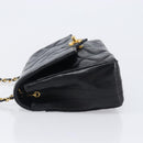 CHANEL Matelasse Chain Shoulder Bag Lamb Skin Black Gold Tone CC Auth BA15584-4