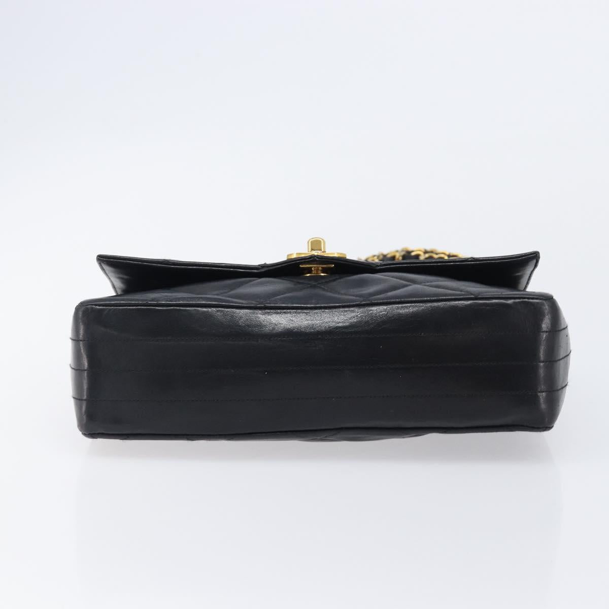 CHANEL Matelasse Chain Shoulder Bag Lamb Skin Black Gold Tone CC