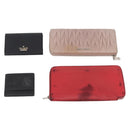 HERMES Miumiu Wallet Coin Purse Wallet Leather 7 Set Black Pink Auth BA15600-2