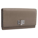 FENDI Celeria Long Wallet Leather Beige Silver 8M0308 Auth BA15601-1