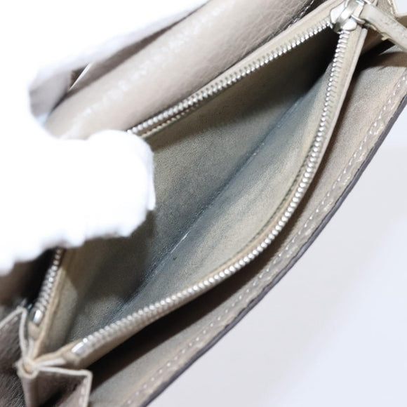 FENDI Celeria Long Wallet Leather Beige Silver 8M0308 Auth BA15601