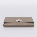 FENDI Celeria Long Wallet Leather Beige Silver 8M0308 Auth BA15601-6