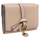 Chloe Alphabet Trifold Wallet Leather Pink Gold Tone Auth BA15602-1