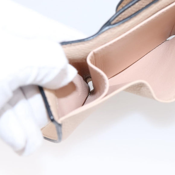 Chloe Alphabet Trifold Wallet Leather Pink Gold Tone Auth BA15602