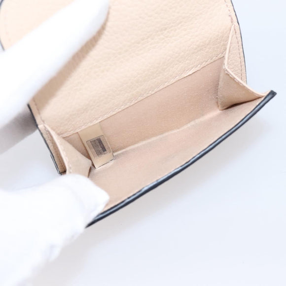 Chloe Alphabet Trifold Wallet Leather Pink Gold Tone Auth BA15602