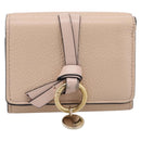 Chloe Alphabet Trifold Wallet Leather Pink Gold Tone Auth BA15602-2