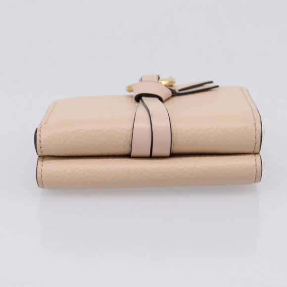 Chloe Alphabet Trifold Wallet Leather Pink Gold Tone Auth BA15602