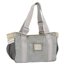 CHANEL Sports Tote Bag Canvas Gray Silver CC Auth BA15608-1