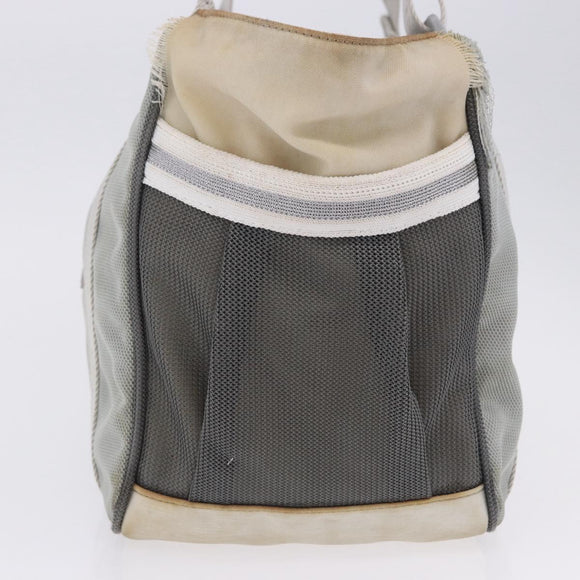 CHANEL Sports Tote Bag Canvas Gray Silver CC Auth BA15608