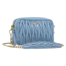 Miu Miu Matelasse Chain Shoulder Bag Leather 2way Light Blue Gold Auth BA15627V-1