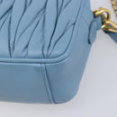 Miu Miu Matelasse Chain Shoulder Bag Leather 2way Light Blue Gold Auth BA15627V-13