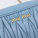 Miu Miu Matelasse Chain Shoulder Bag Leather 2way Light Blue Gold Auth BA15627V-15