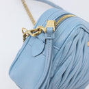 Miu Miu Matelasse Chain Shoulder Bag Leather 2way Light Blue Gold Auth BA15627V-16