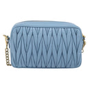 Miu Miu Matelasse Chain Shoulder Bag Leather 2way Light Blue Gold Auth BA15627V-3