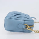 Miu Miu Matelasse Chain Shoulder Bag Leather 2way Light Blue Gold Auth BA15627V-4