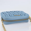 Miu Miu Matelasse Chain Shoulder Bag Leather 2way Light Blue Gold Auth BA15627V-6