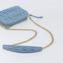 Miu Miu Matelasse Chain Shoulder Bag Leather 2way Light Blue Gold Auth BA15627V-7