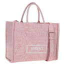 VERSACE Athena Barocco Tote Bag tweed 2way Pink Gold Auth BA15628M-1