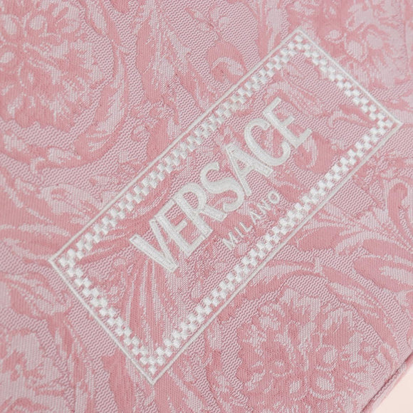 VERSACE Athena Barocco Tote Bag tweed 2way Pink Gold Auth BA15628M