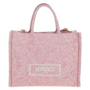 VERSACE Athena Barocco Tote Bag tweed 2way Pink Gold Auth BA15628M-13