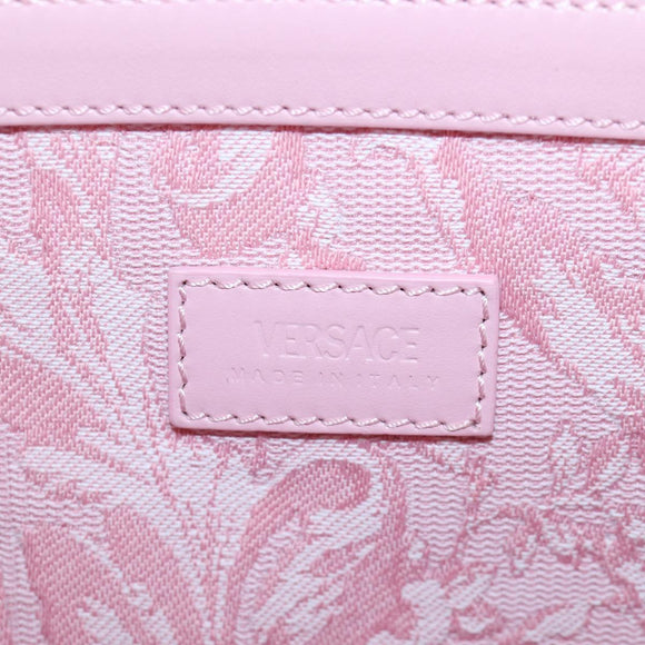 VERSACE Athena Barocco Tote Bag tweed 2way Pink Gold Auth BA15628M