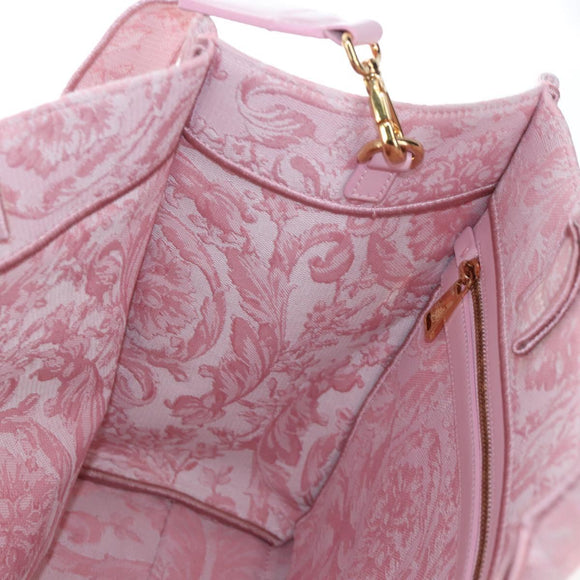 VERSACE Athena Barocco Tote Bag tweed 2way Pink Gold Auth BA15628M