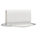 Maison Margiela Chain Shoulder Bag Leather White Silver Auth BA15629M-1