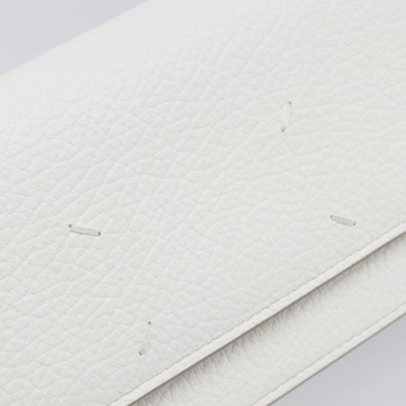 Maison Margiela Chain Shoulder Bag Leather White Silver Auth BA15629M