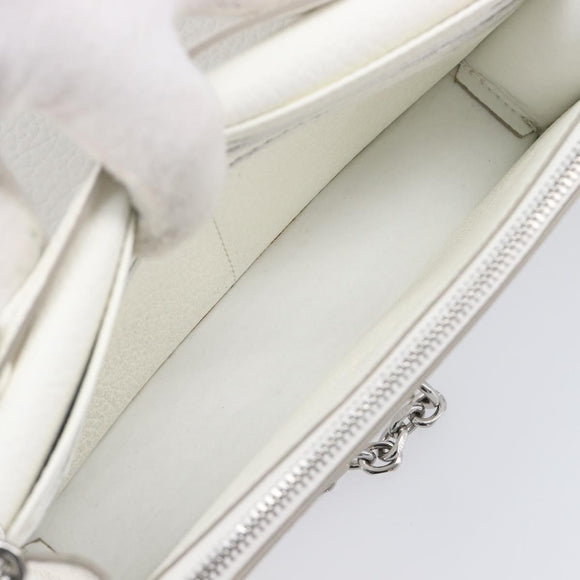 Maison Margiela Chain Shoulder Bag Leather White Silver Auth BA15629M