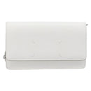 Maison Margiela Chain Shoulder Bag Leather White Silver Auth BA15629M-13