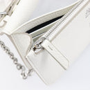 Maison Margiela Chain Shoulder Bag Leather White Silver Auth BA15629M-22