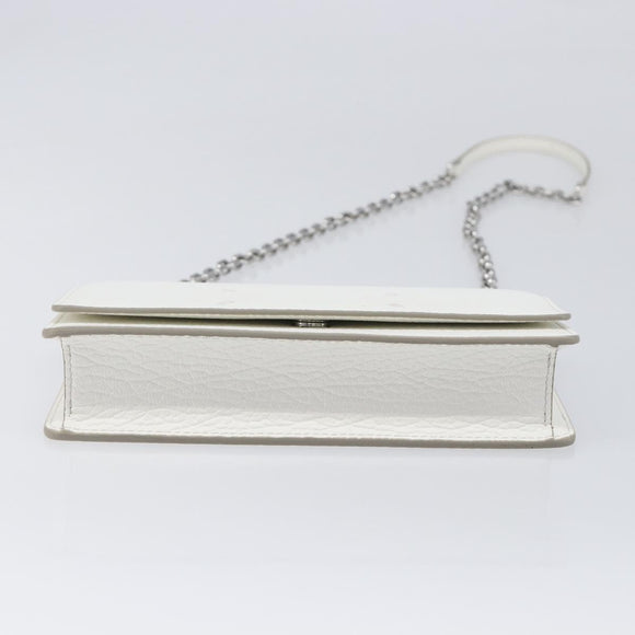 Maison Margiela Chain Shoulder Bag Leather White Silver Auth BA15629M