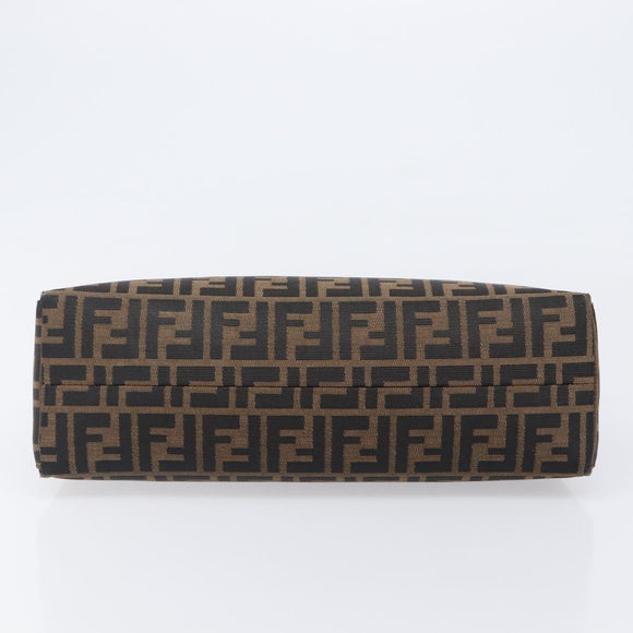 FENDI Zucca Canvas Mamma Baguette Shoulder Bag Brown Black Auth BA15630V