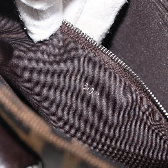 FENDI Zucca Canvas Mamma Baguette Shoulder Bag Brown Black Auth BA15630V