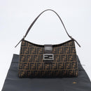 FENDI Zucca Canvas Mamma Baguette Shoulder Bag Brown Black Auth BA15630V-12