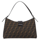 FENDI Zucca Canvas Mamma Baguette Shoulder Bag Brown Black Auth BA15630V-2