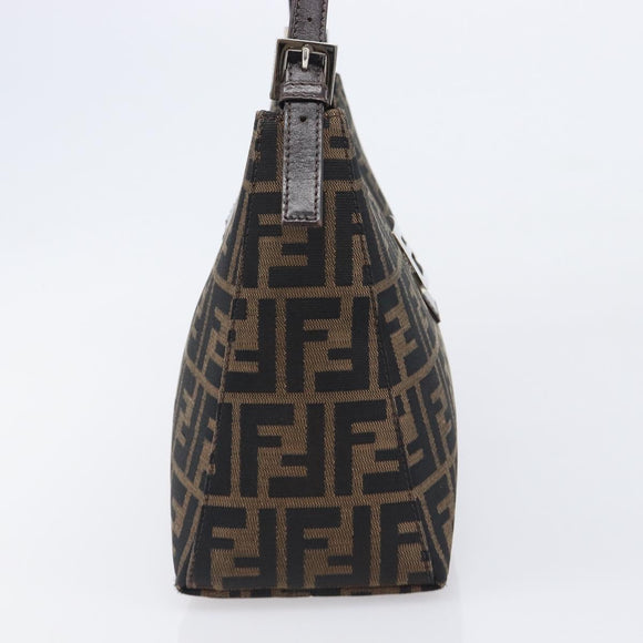 FENDI Zucca Canvas Mamma Baguette Shoulder Bag Brown Black Auth BA15630V
