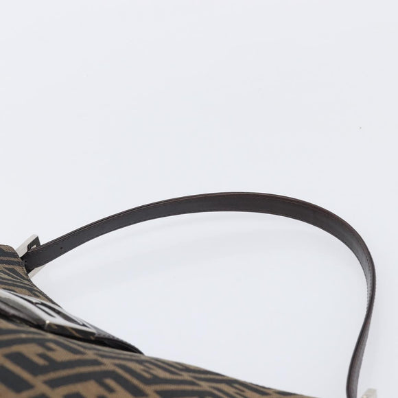 FENDI Zucca Canvas Mamma Baguette Shoulder Bag Brown Black Auth BA15630V