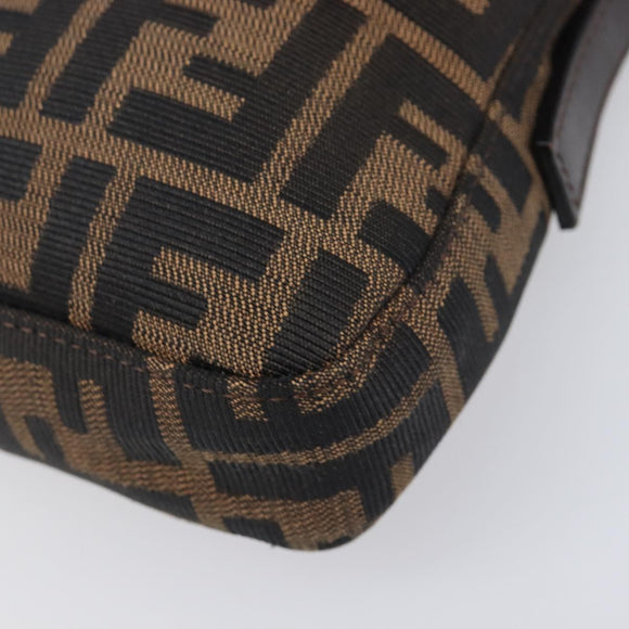 FENDI Zucca Canvas Mamma Baguette Shoulder Bag Brown Black Auth BA15631V