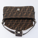 FENDI Zucca Canvas Mamma Baguette Shoulder Bag Brown Black Auth BA15631V-16