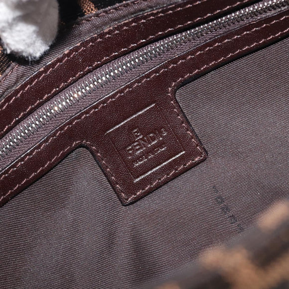 FENDI Zucca Canvas Mamma Baguette Shoulder Bag Brown Black Auth BA15631V
