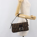 FENDI Zucca Canvas Mamma Baguette Shoulder Bag Brown Black Auth BA15631V-25