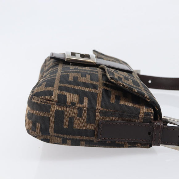 FENDI Zucca Canvas Mamma Baguette Shoulder Bag Brown Black Auth BA15631V