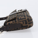 FENDI Zucca Canvas Mamma Baguette Shoulder Bag Brown Black Auth BA15631V-5