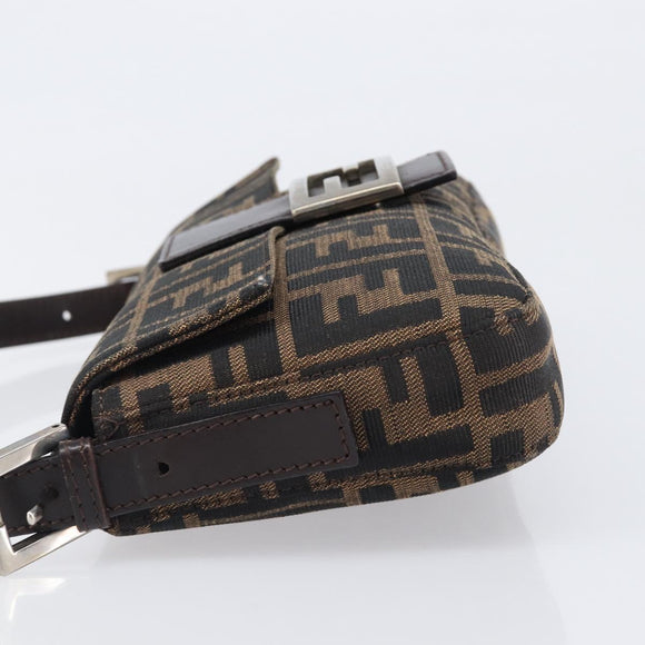 FENDI Zucca Canvas Mamma Baguette Shoulder Bag Brown Black Auth BA15631V