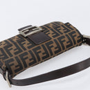 FENDI Zucca Canvas Mamma Baguette Shoulder Bag Brown Black Auth BA15631V-6