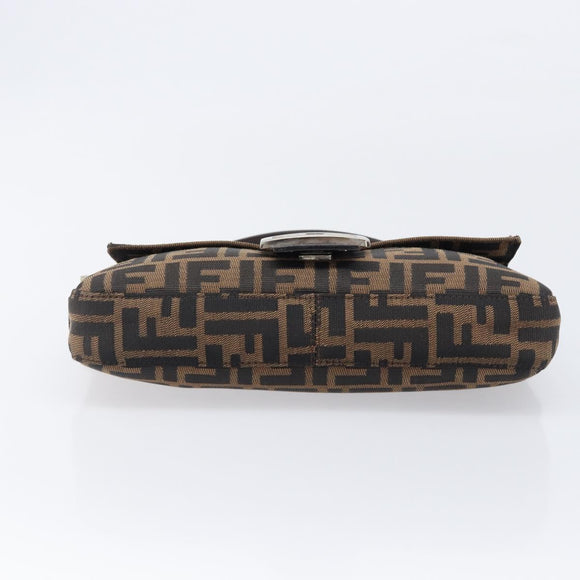 FENDI Zucca Canvas Mamma Baguette Shoulder Bag Brown Black Auth BA15631V