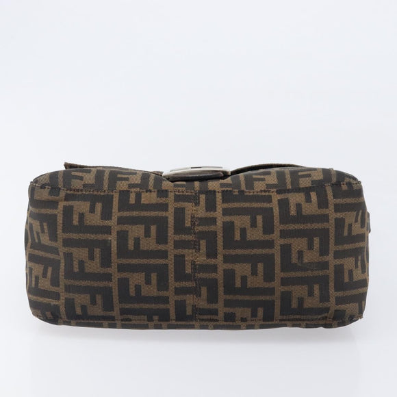 FENDI Zucca Canvas Mamma Baguette Shoulder Bag Brown Black Auth BA15633A