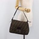 FENDI Zucca Canvas Mamma Baguette Shoulder Bag Brown Black Auth BA15633A-26